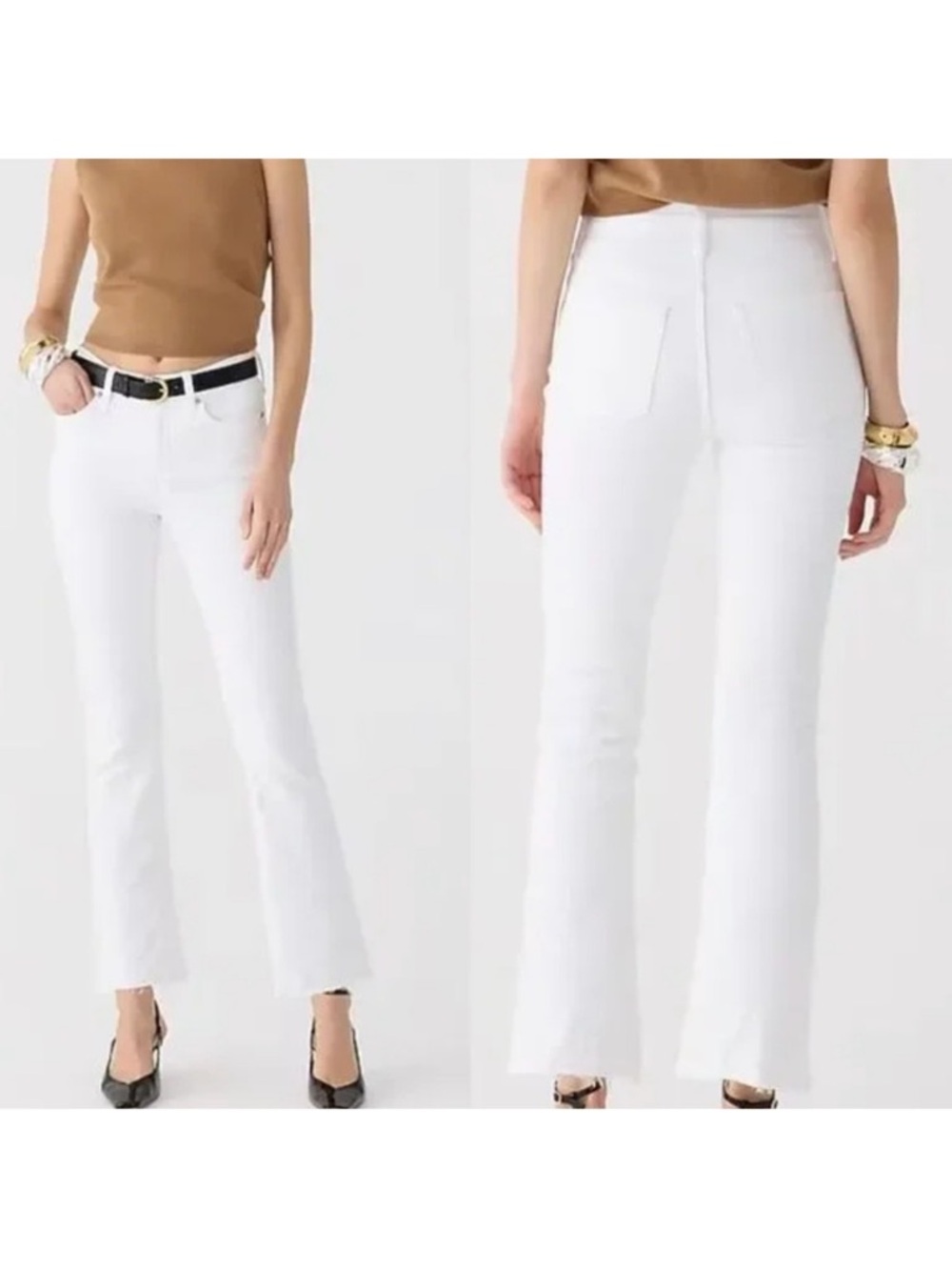 J. Crew Jeans Women Size 28 Petite White Billie Demi‎ Boot Crop Frayed Hem